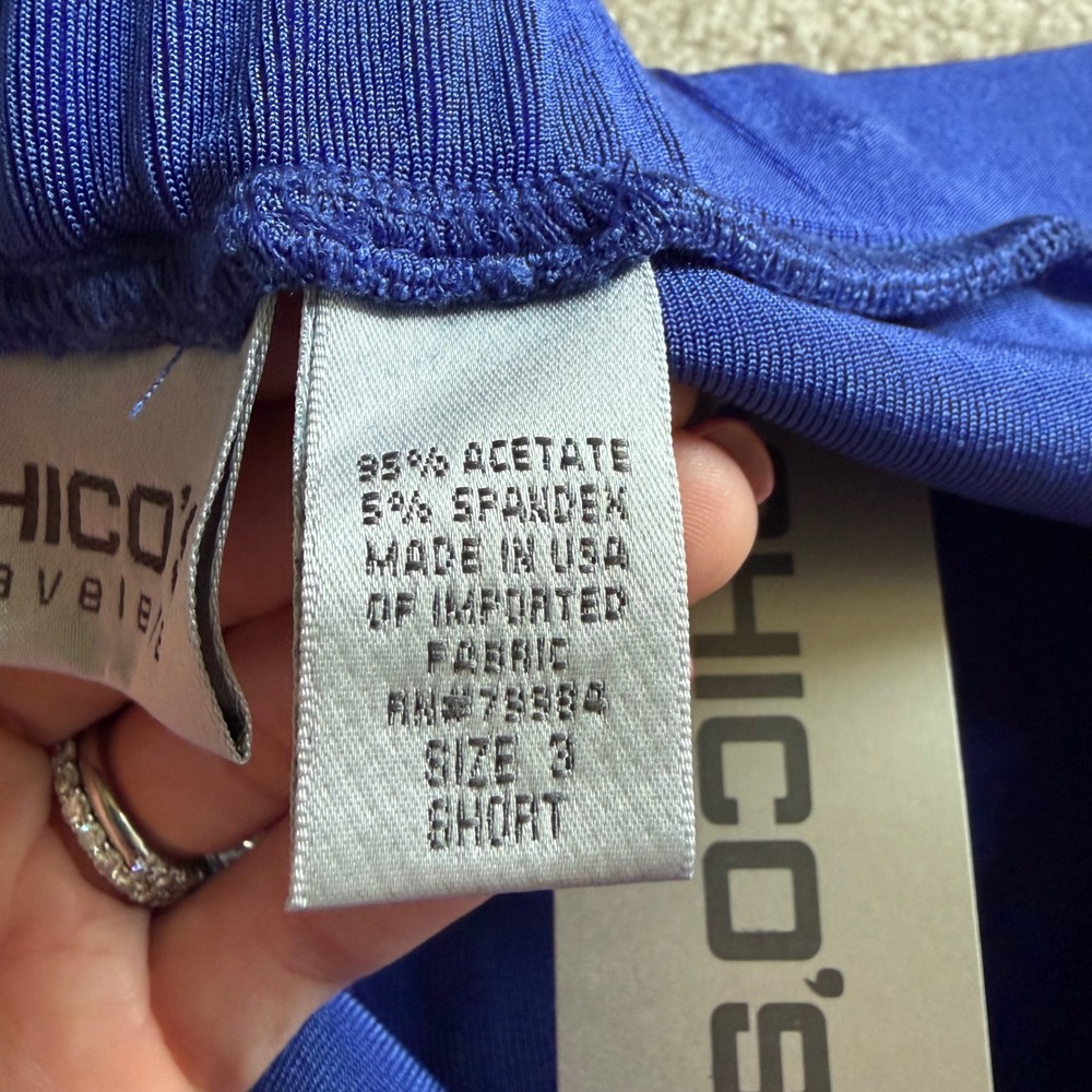 Chicos Travelers 3pc Set Purple Basil Paige Jacket Tank Essence Pants 3 Short XL - Picture 12 of 13